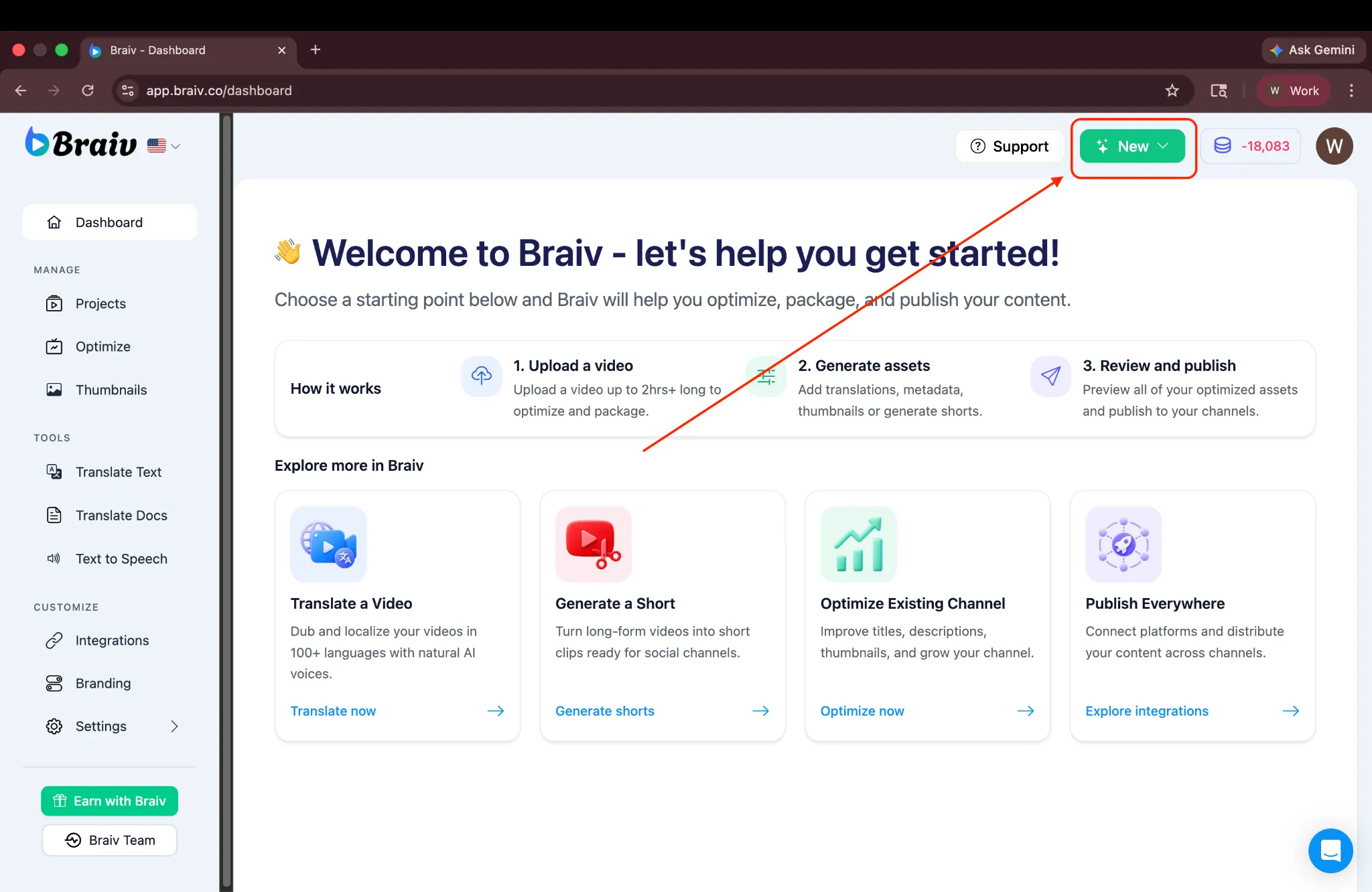 Click New to begin