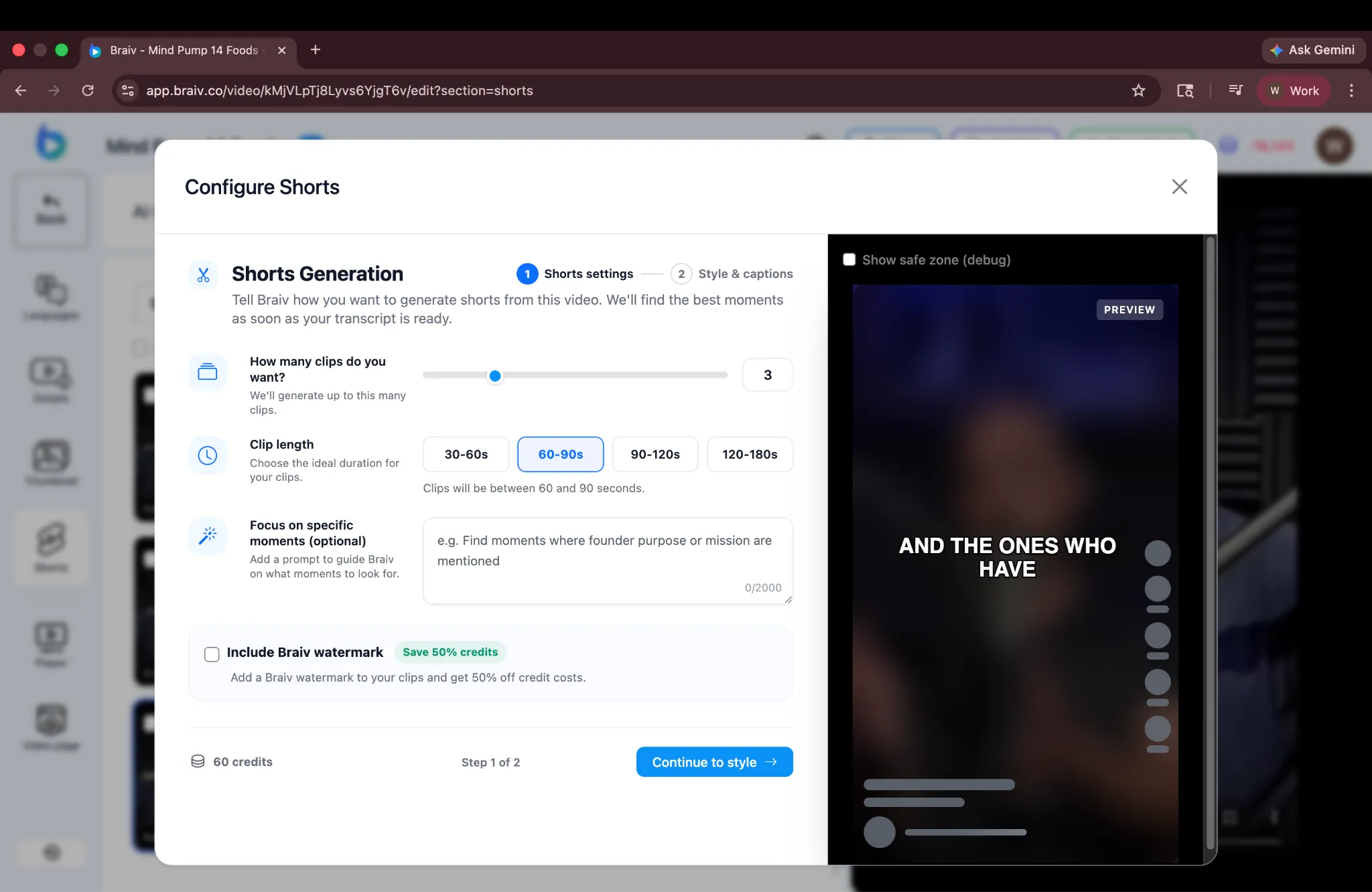Generate New Shorts Button