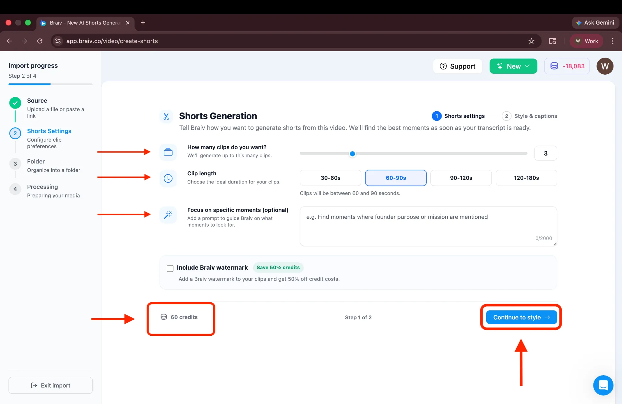 Configure Short Settings
